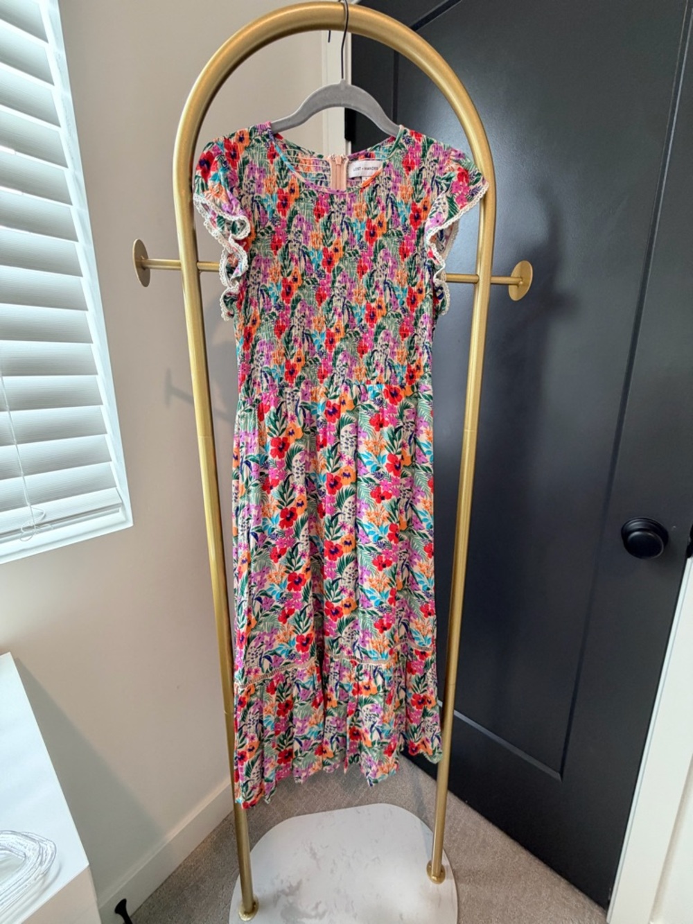 Lost + Wander women’s Floral Smocked Maxi Dress - Pink, Red, Green, Blue